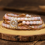 Stone Wrap Bracelet with Silver-Tone Daisy Charm