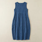 Mouwloze geborduurde maxi-jurk met oversized boho-snit