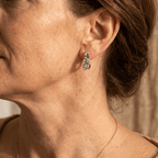 Blue Zirconia Earrings in Gold Tone