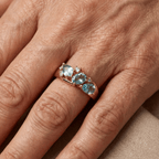 Blue Zirconia Ring in Gold Tone
