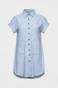 Lightweight Shirt Dress with Pockets and Cape Collar