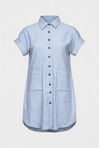 Lightweight Shirt Dress with Pockets and Cape Collar