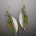 Bohemian Multicolour Leaf Drop Earrings