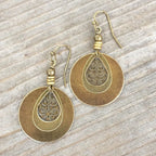 Bohemian Hollow Round Copper-Tone Dangle Earrings