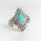 Bohemian Retro Blue Crystal Inlaid Turquoise Ring