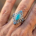 Bohemian Retro Blue Crystal Inlaid Turquoise Ring