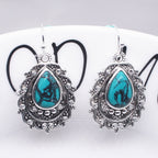 Bohemian vintage filigraan oorbellen met turquoise hanger