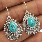 Bohemian vintage filigraan oorbellen met turquoise hanger