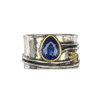 Bohemian Gemstone-Look Spinner Ring in White Gold Tone