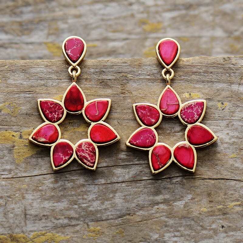 Handcrafted Bohemian Sea Sediment Jasper Stud Earrings