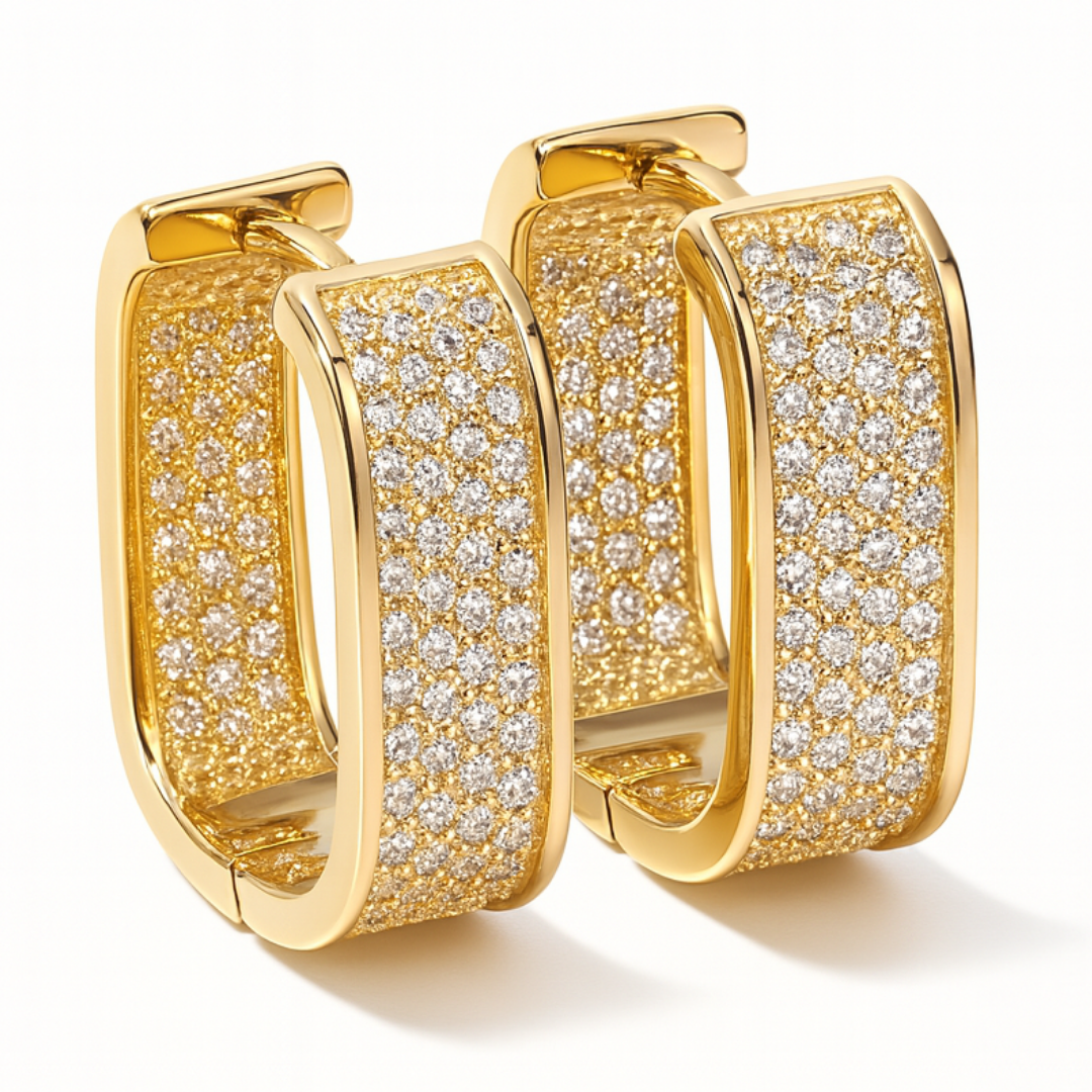 Square Pavé Huggie Earrings