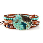 Handmade Ocean Jasper Leather Wrap Bracelet