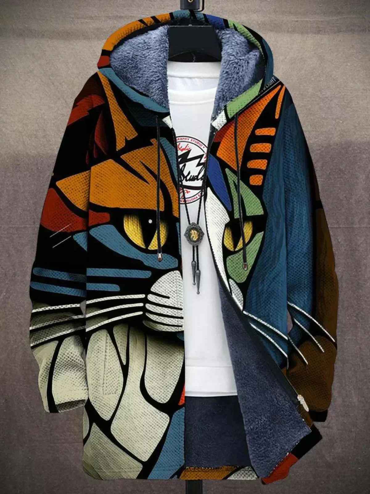 Vest met rits, kunstprint en een ruimere oversized optie
