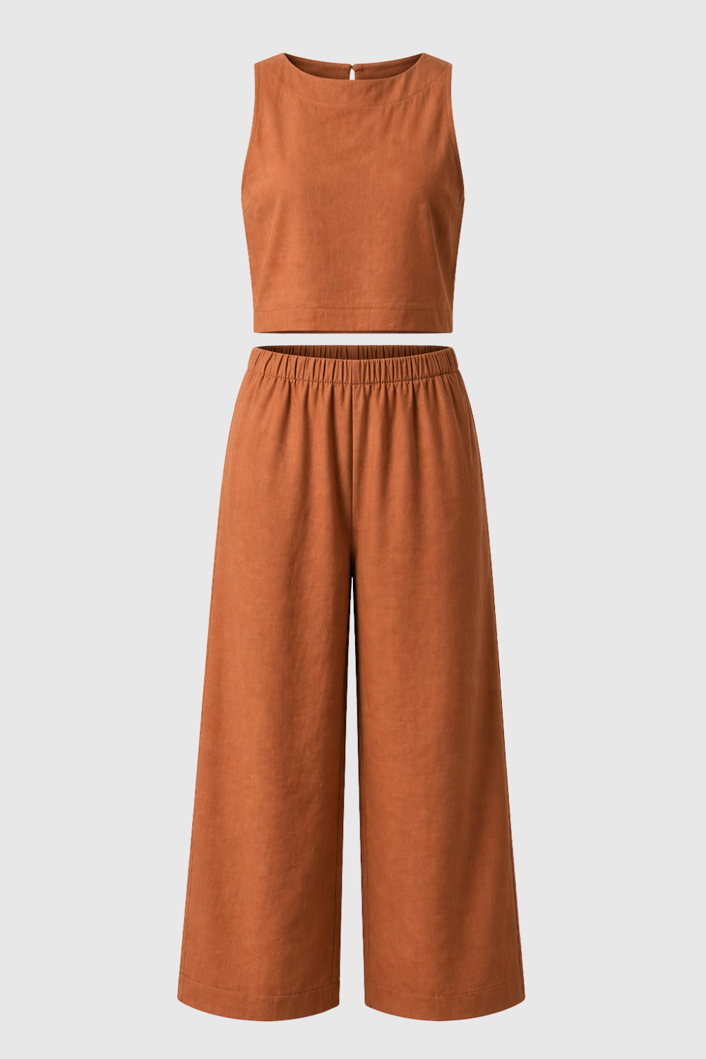 Two Piece Set with Flowing Fabric and Softly Tailored Shape