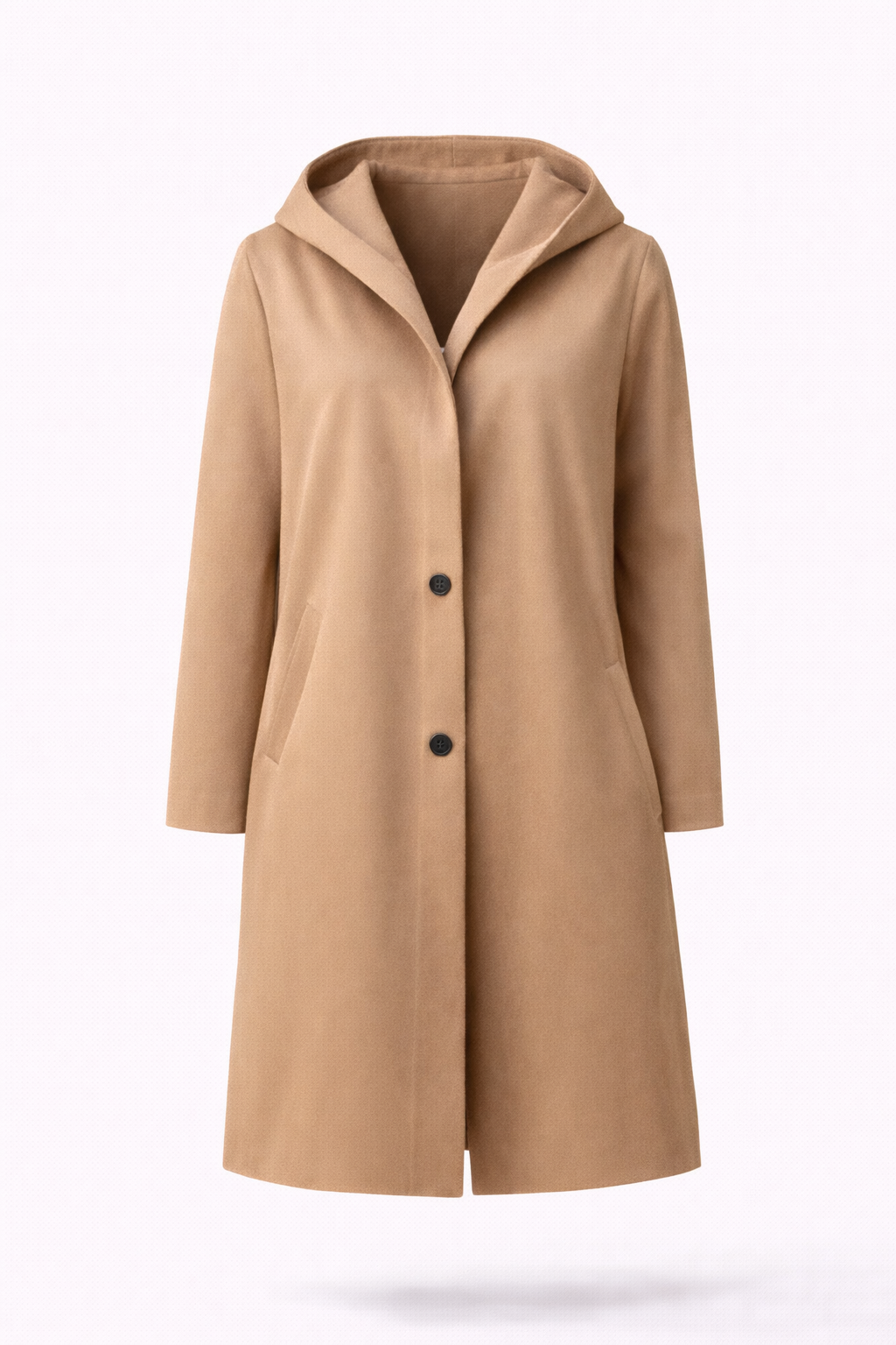 Mid Length Button Front Coat with a Relaxed Fit and Pockets