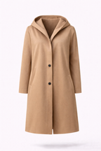 Mid Length Button Front Coat with a Relaxed Fit and Pockets