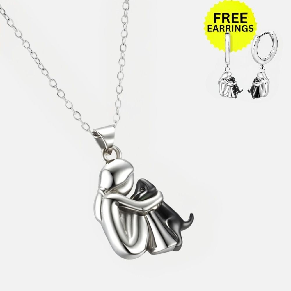 Conjunto de Colar com Pendente e Brincos Abraço