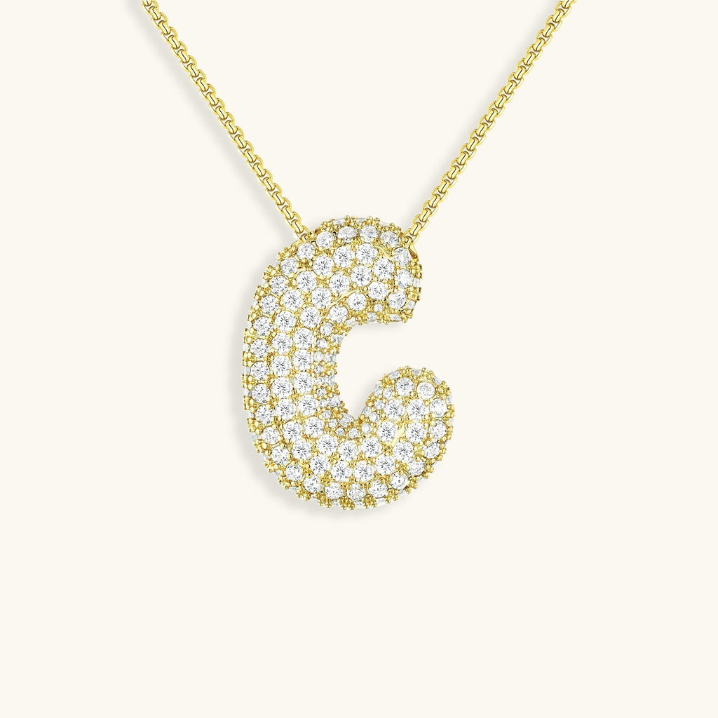 Pavé Bubble Initial Necklace