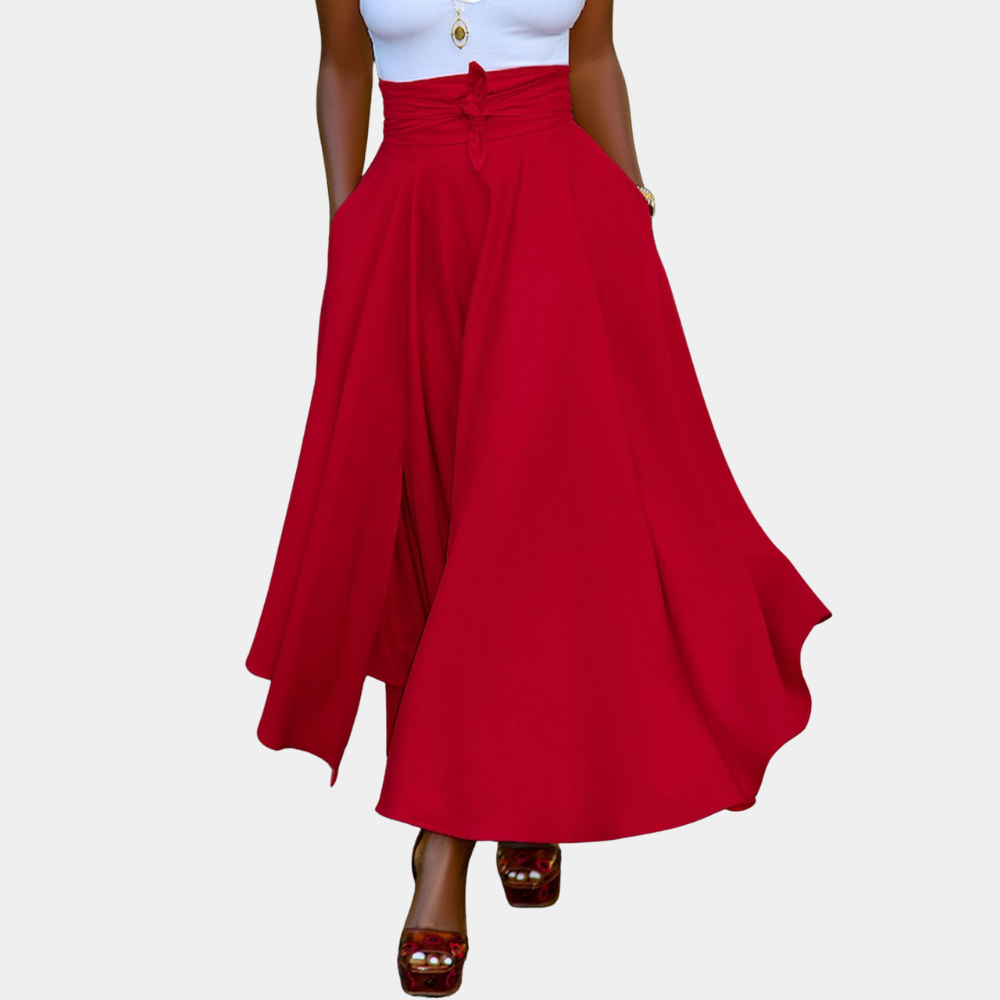 Tie-Waist Wide-Leg Trousers