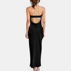 Strapless Open-Back Fitted Evening Maxi Dress