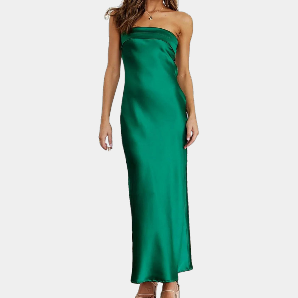 Strapless Open-Back Fitted Evening Maxi Dress