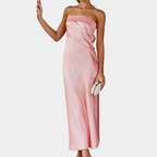 Strapless Open-Back Fitted Evening Maxi Dress