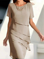 Layered Dress with a Softly Draped Waist-Skimming Shape