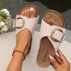 Buckle Slide Sandals with Contoured Footbed