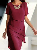 Layered Dress with a Softly Draped Waist-Skimming Shape