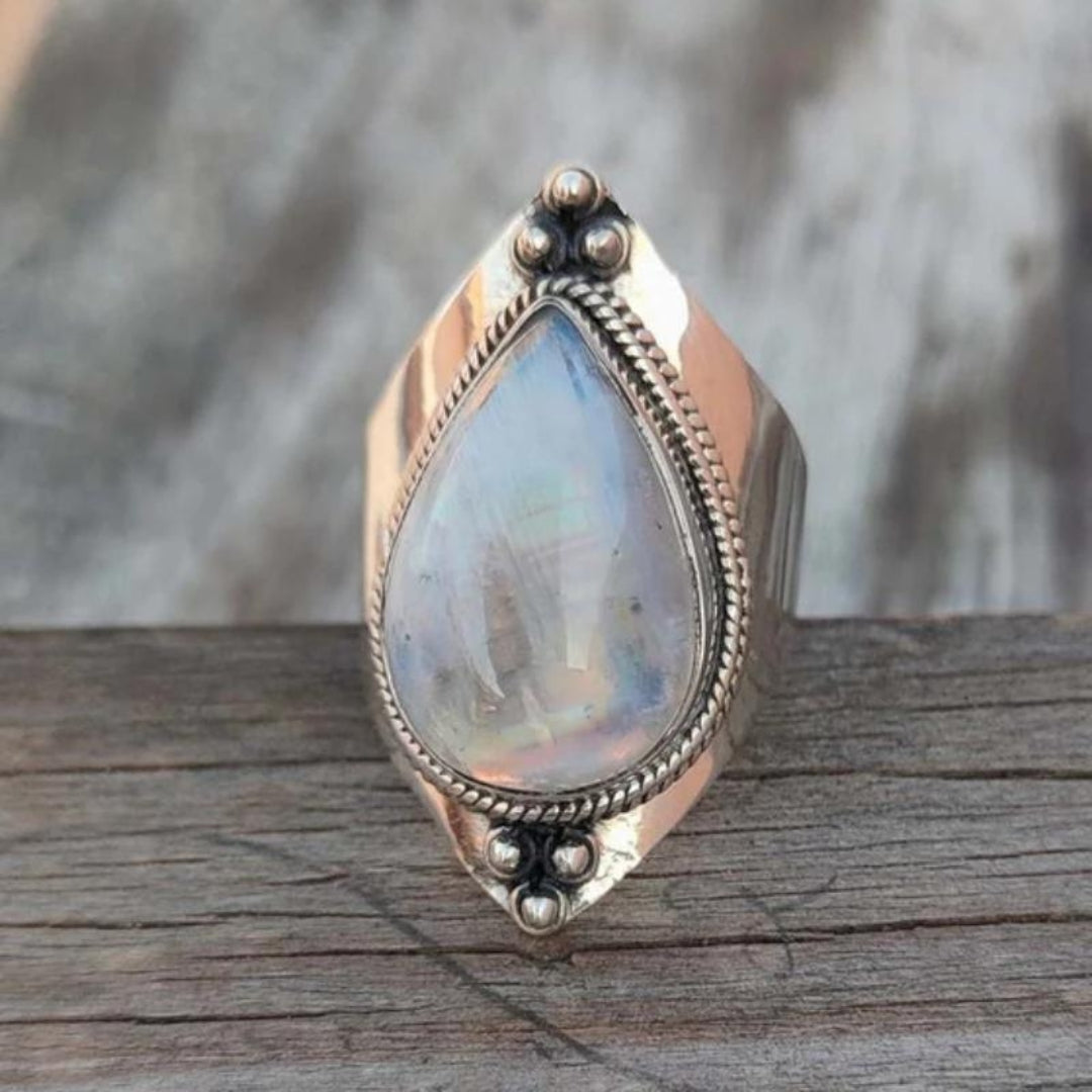 Triangle Moonlight Gemstone-Look Ring