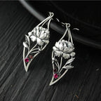 Boho kristallen bloemenoorbellen van sterling zilver