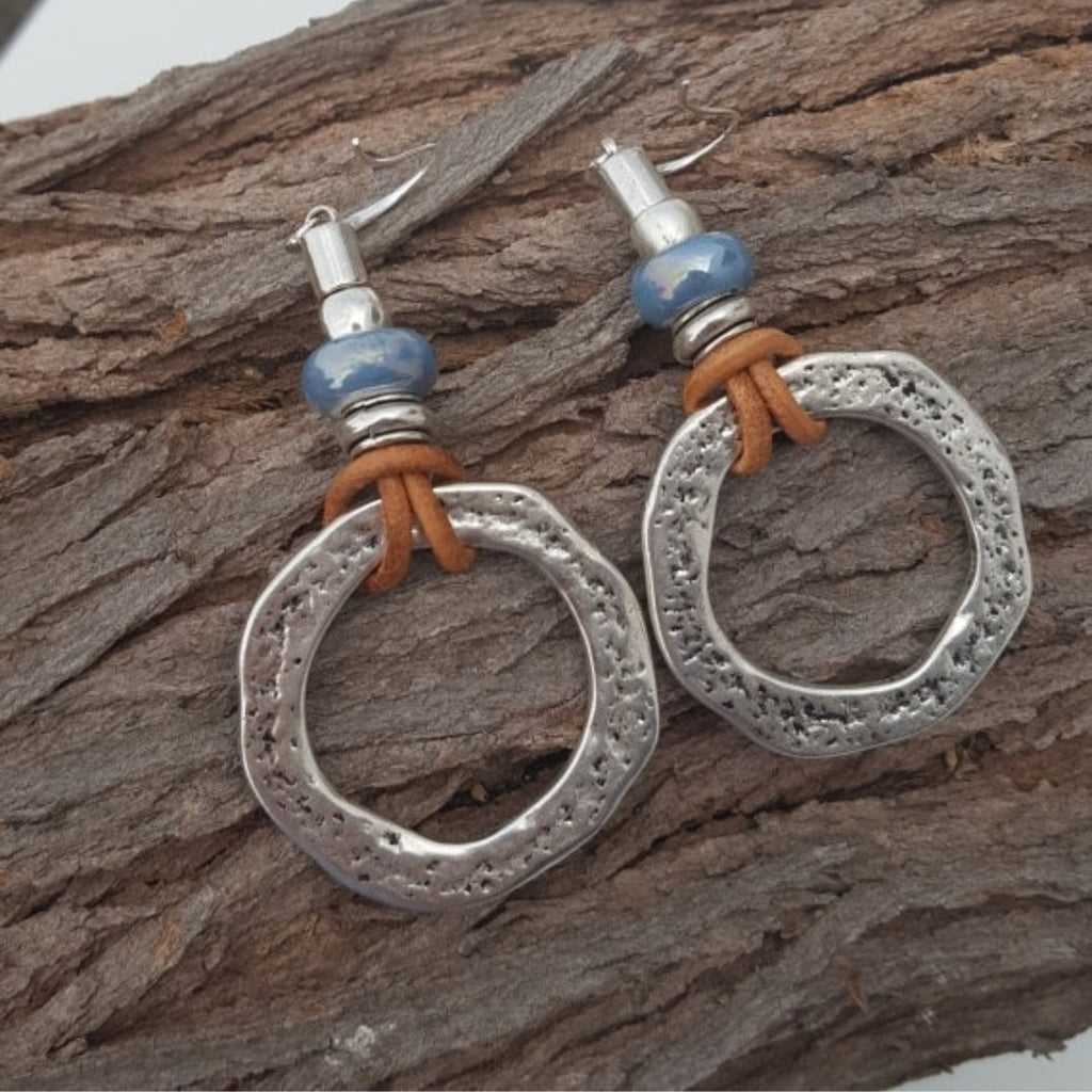 Vintage Bohemian Silver-Plated Circle Earrings