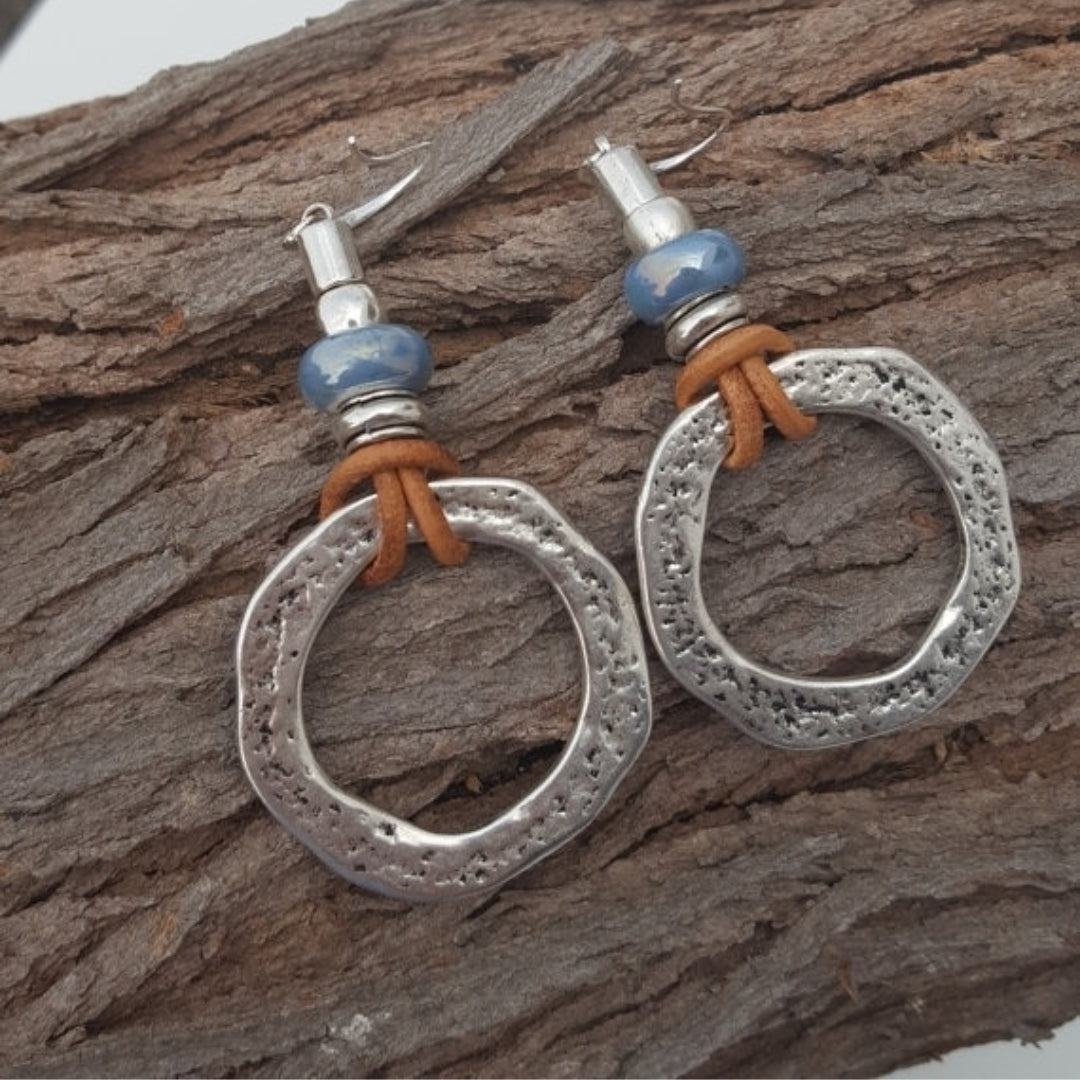 Vintage Bohemian Silver-Plated Circle Earrings