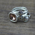 Silver-Tone Crystal Mirror Ring