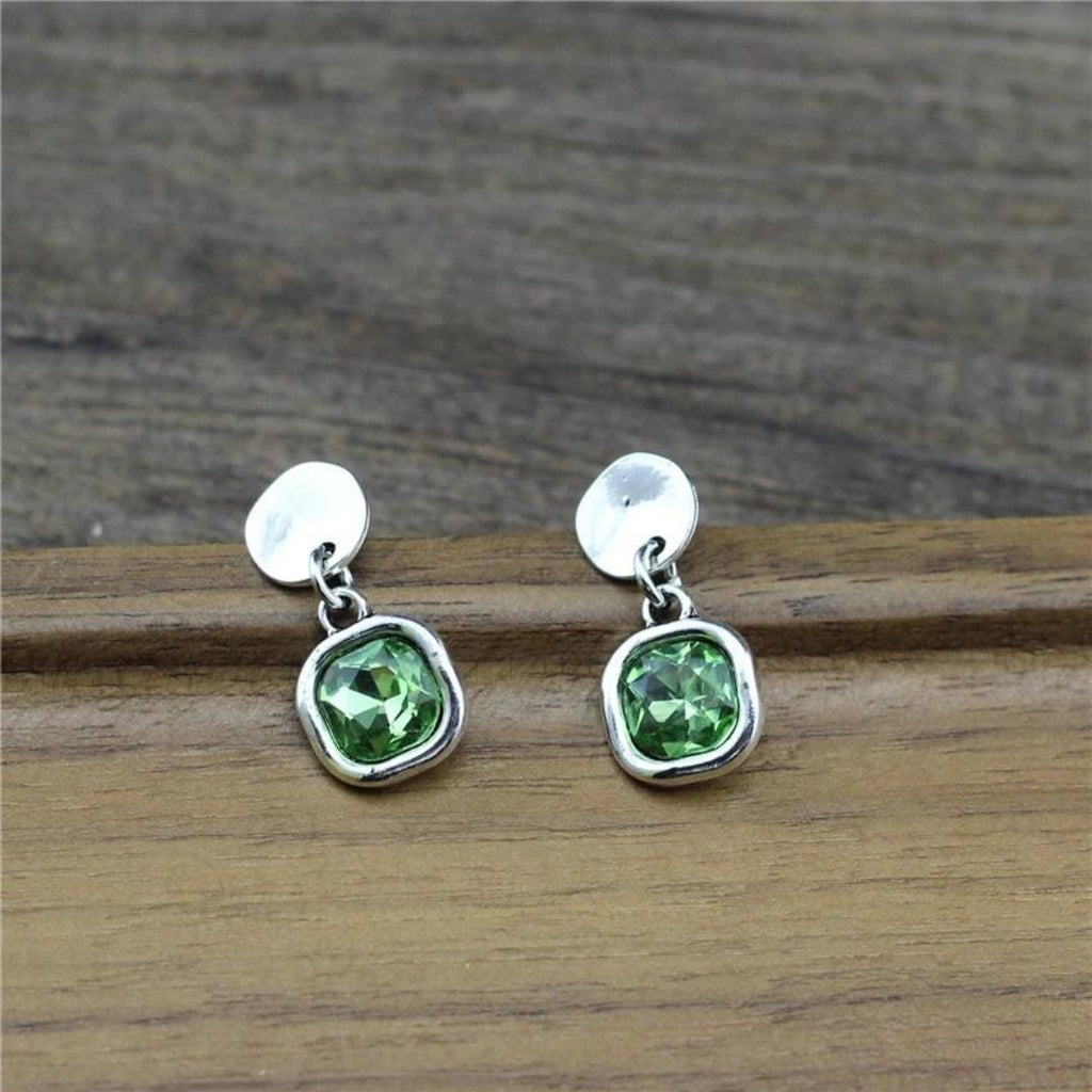 Cube Crystal Silver-Tone Earrings