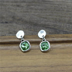 Cube Crystal Silver-Tone Earrings