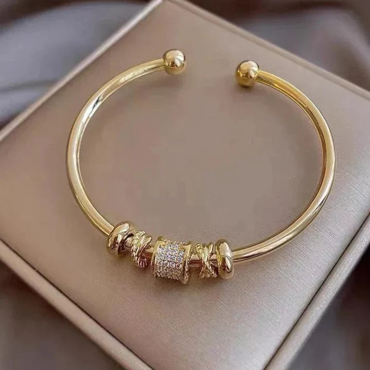 Adjustable Charm Cuff Bracelet in Gold Tone