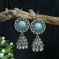 Silver-Tone Opal-Look Bell Pendant Earrings