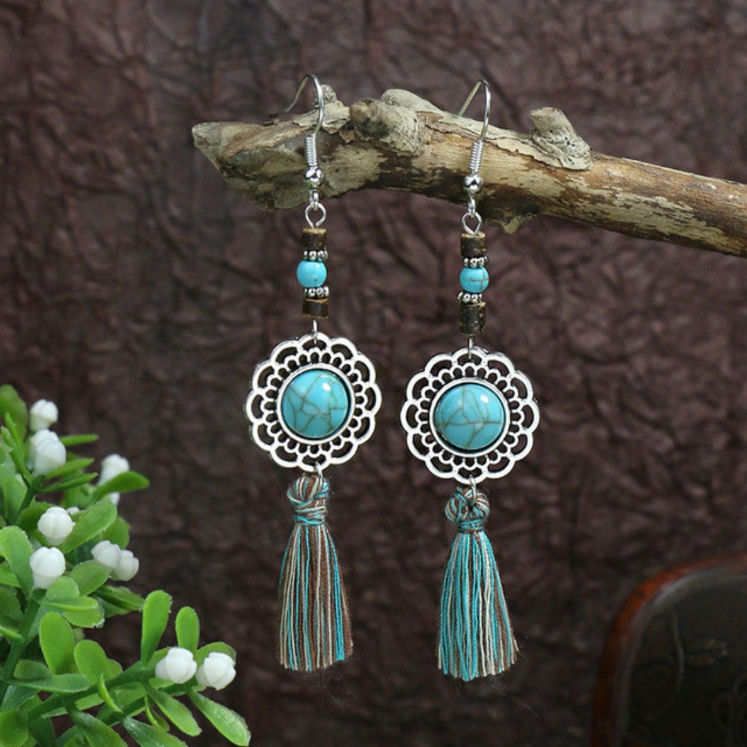 Silver-Tone Opal-Look Dangle Earrings