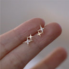 Star Stud Earrings with Zirconia