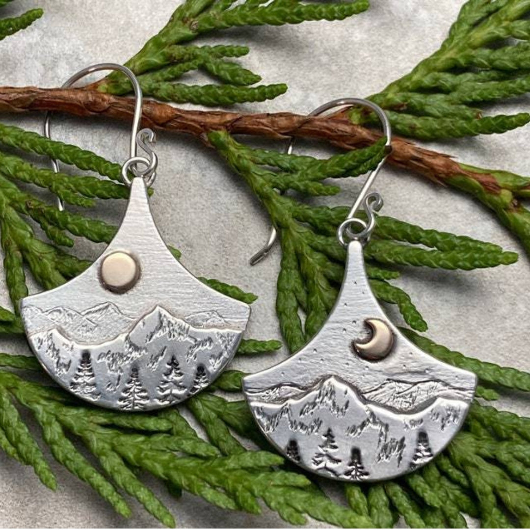Boho Sun and Moon Silver-Tone Earrings