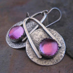 Boho oorbellen met paarse steen van sterling zilver