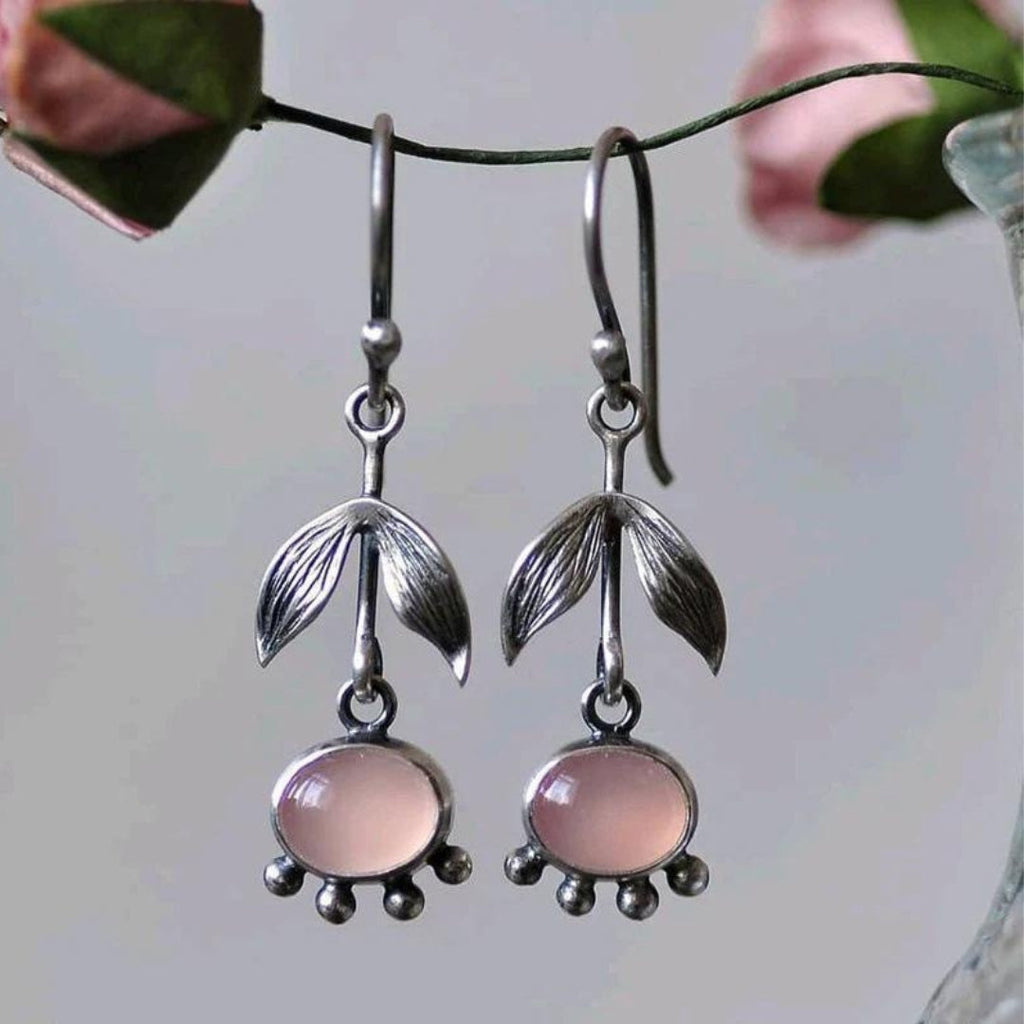 Boho oorbellen met kwartshanger in zilverkleur