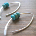 Boho golvende turquoise oorbellen van sterling zilver