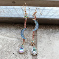 Boho oorbellen met maan en zirkonia in zilverkleur