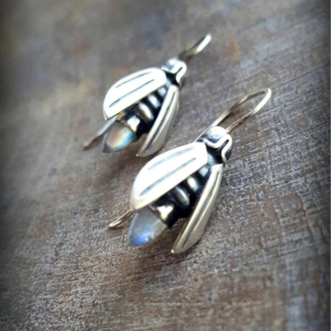 Boho Bee Earrings in Silver Tone