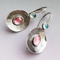 Boho Two-Tone Crystal Earrings in Silver Tone