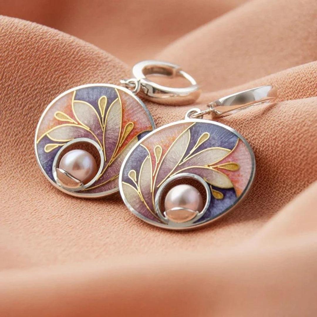Pastel Acrylic Disc Earrings with Pearls