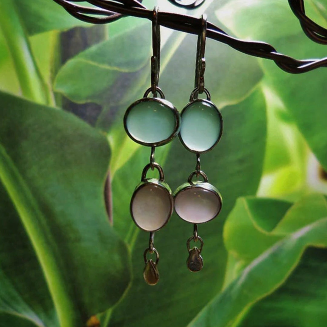 Silver-Tone Boho Two-Tone Crystal Earrings