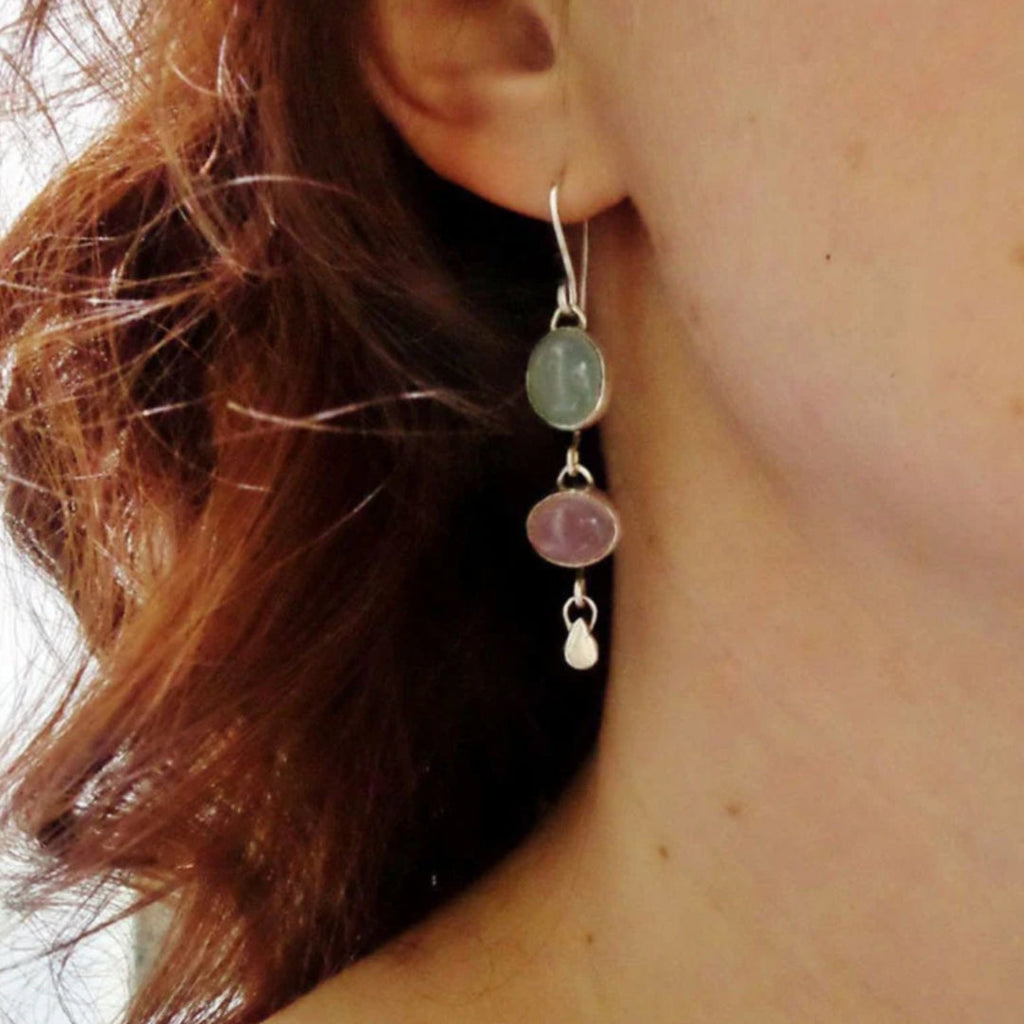 Silver-Tone Boho Two-Tone Crystal Earrings